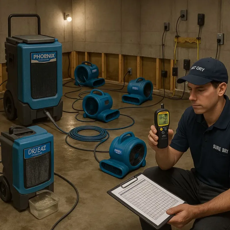 Structural Drying and Dehumidification process in Madera Acres, CA
